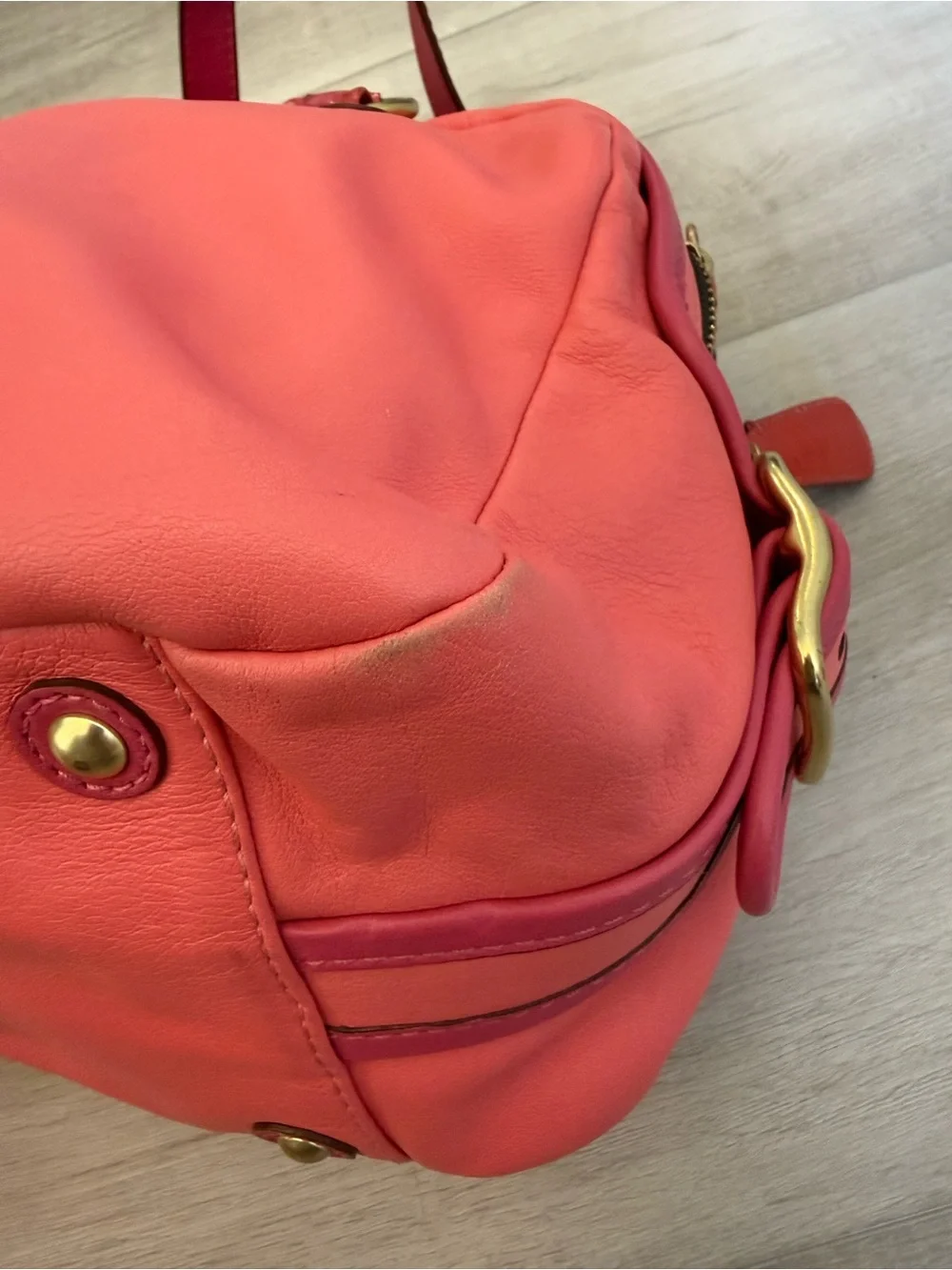 Coach Coral Pink Leather Shoulder Bag